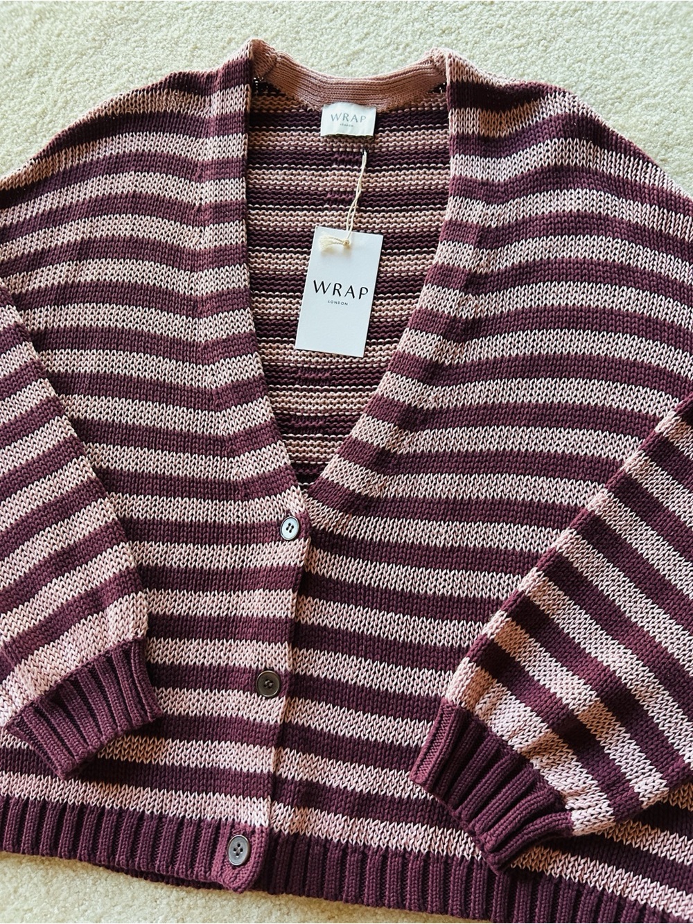 Wrap London Organic Cotton & Linen Striped Cardigan